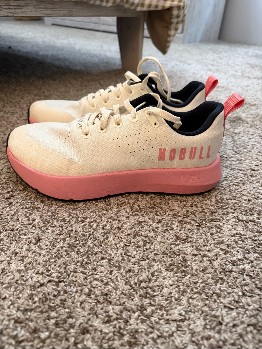 NOBULL Cream and Pink Women's Trainer with Pink Sole